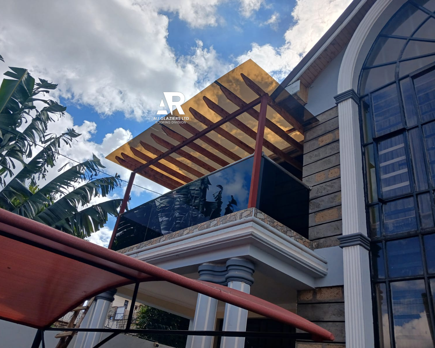 Brown Premium Solid See-Through Pergola